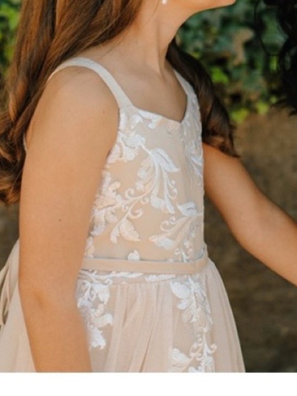 Girls' Ivory Embroidered Tulle Dress